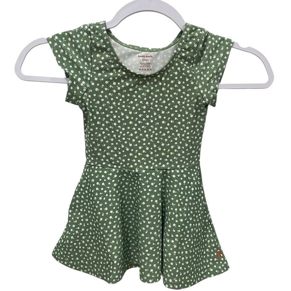 Green Polka Dot Girls Skater Dress 7/8 By Honey Mark Lightweight & Comfortable - Picture 4 of 5